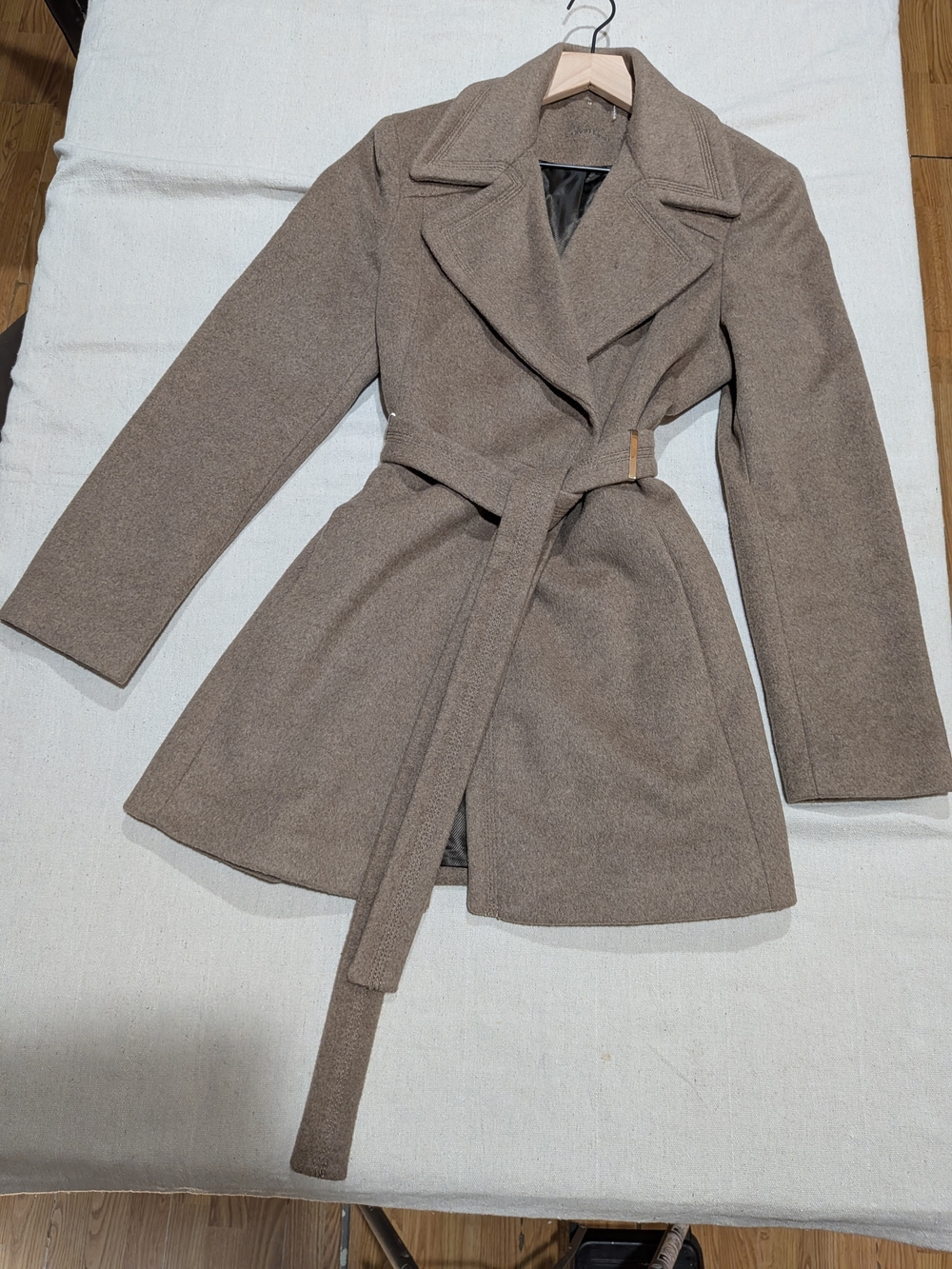 Oat Trench Style Wool Coat NWOT Quiet Luxury Chic - Picture 2 of 14